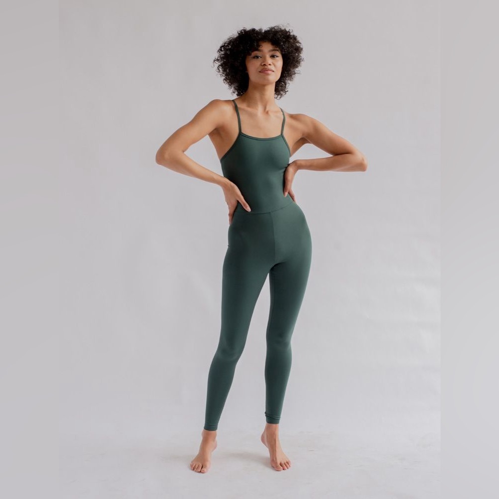 Girlfriend Collective The Unitard Yoga One Piece Jumpsuit in Moss Medium